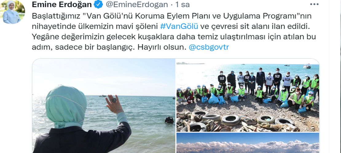Emine Erdoğan’dan Van gölü paylaşımı