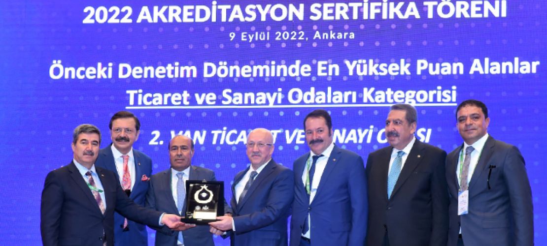 Van TSO Türkiye’nin en iyi ikinci Ticaret ve Sanayi Odası seçildi