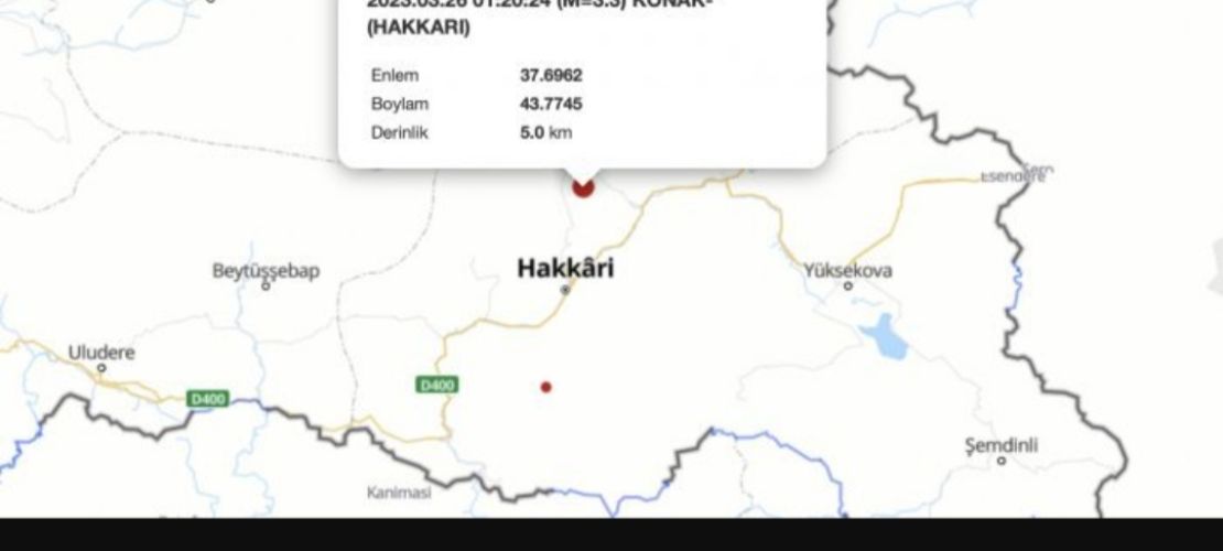 Hakkari'de 3.3 şiddetinde deprem