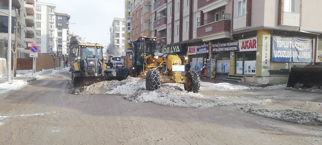 Van'da cadde ve sokaklarda kar temizliği başladı
