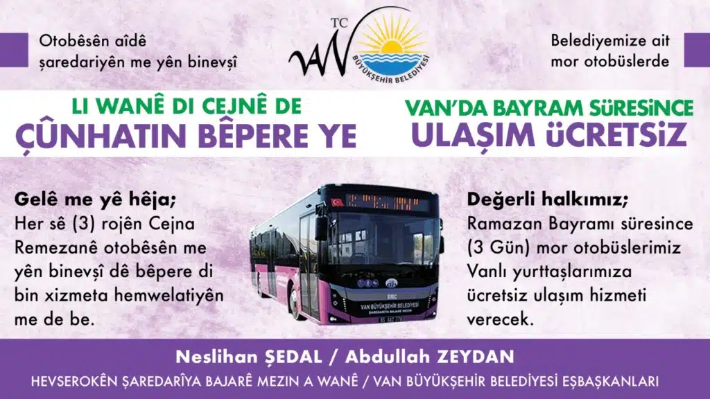 Van'da Bayramda toplu taşıma ücretsiz olacak